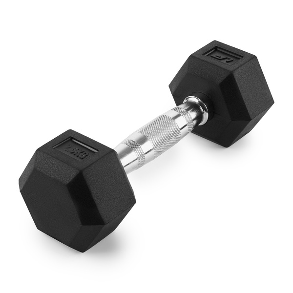 Ganteră HEX din fontă cu acoperire din cauciuc 2,5 kg - UpForm