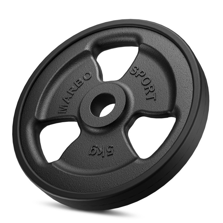 Set de greutăți cu placă de greutate din fontă cauciucată Tri-Grip cu gaură ø31 mm | set 30 kg / 4 x 5 kg + 4 x 2,5 kg - Marbo Sport