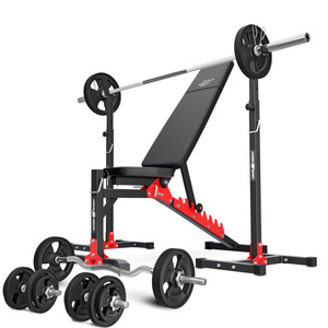 Set MH19_111KG_KIER_G | banc de greutăți reglabil + suport de greutăți reglabil pe înălțime + set de haltere cauciucate și placă de greutăți 83 kg - Marbo Sport