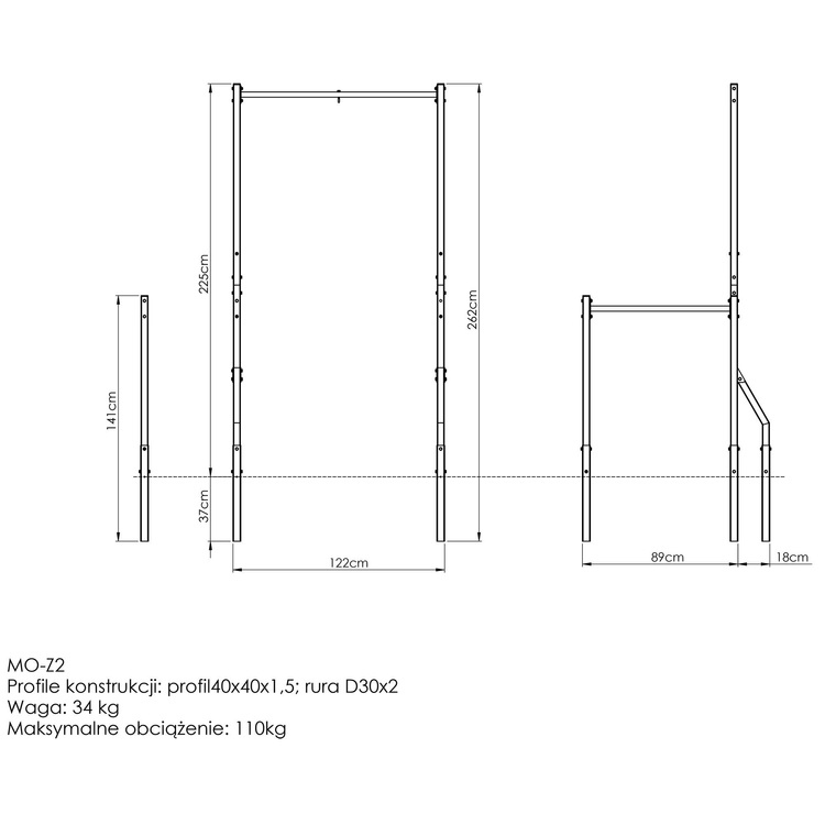 Bară de tracțiune OUTDOOR cu suport pentru sac de box și bare lungi MO-Z2 - Marbo Sport