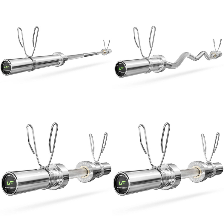 Set 65kg | bară olimpică cu haltere 180 cm + bară cu haltere ușor curbată 120 cm + 2x bară cu haltere 50 cm + plăci de greutate 2x5kg, 6x2.5kg, 4x1.25kg - Marbo Sport