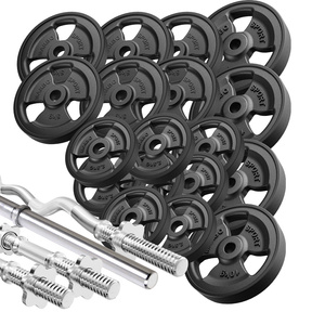 Set de bare cu haltere cauciucate Tri-Grip 113 kg - Marbo Sport