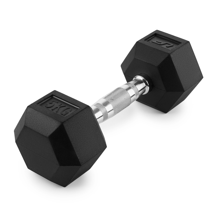 Ganteră HEX din fontă cu acoperire din cauciuc 5 kg - UpForm