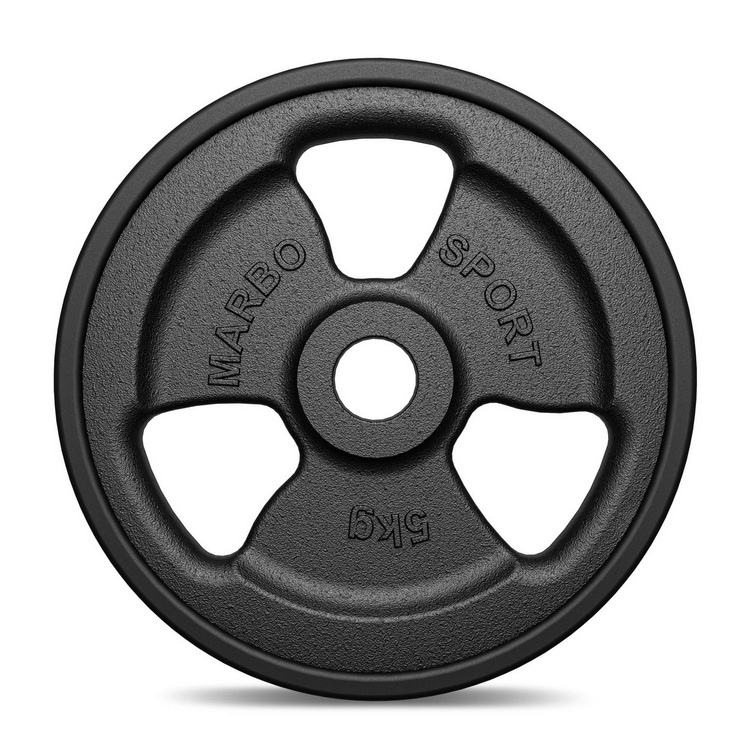 Greutăti din font cauciucată Tri-Grip 5 kg cu gaură ø31 mm - Marbo Sport