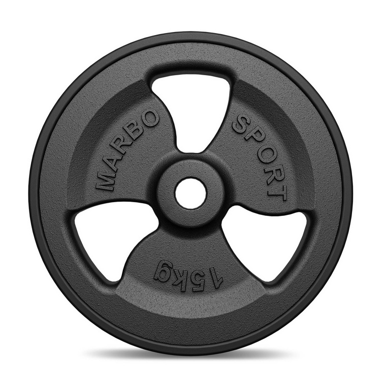 Greutăti din font cauciucată Tri-Grip 15 kg cu gaură ø31 mm - Marbo Sport