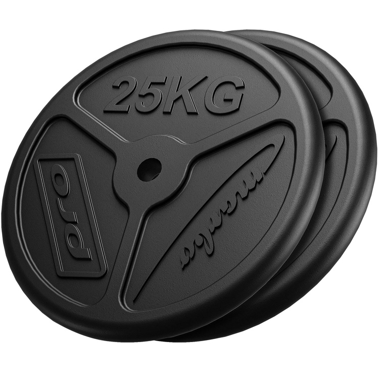 Set de greutăți Slim din fontă cu plăci de greutăți cu gaură ø31 mm | set 50 kg / 2 x 25 kg - Marbo Sport