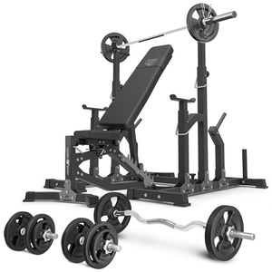 Set MS11_2.0_83KG | Bancă de greutate reglabilă pe două fețe + suporturi reglabile + set de bare și plăci de greutate 83 kg - Marbo Sport