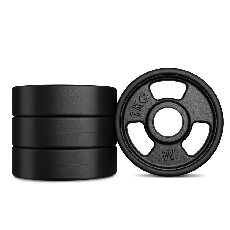 Greutăti din font cauciucată Tri-Grip 1 kg cu gaură ø31 mm - Marbo Sport