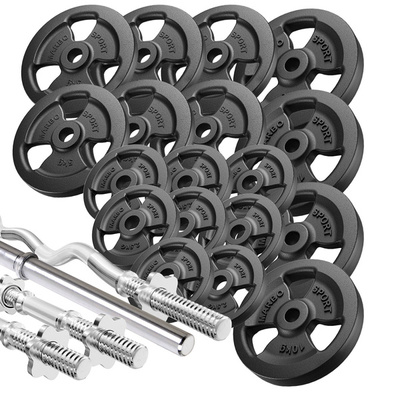 Set bară și placă de greutăți întărită 113 kg - Marbo Sport