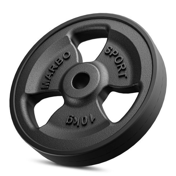 Greutăti din font cauciucată Tri-Grip 10 kg cu gaură ø31 mm - Marbo Sport