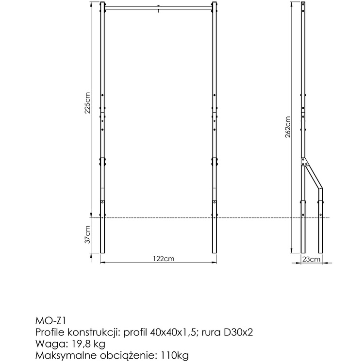 Bară de tracțiune OUTDOOR cu suport pentru sac de box MO-Z1 - Marbo Sport