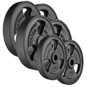 Set de greutăți cu placă de greutate din fontă cauciucată Tri-Grip cu gaură ø31 mm | set 60kg / 2 x 15 kg + 2 x 10 kg + 2 x 5 kg - Marbo Sport