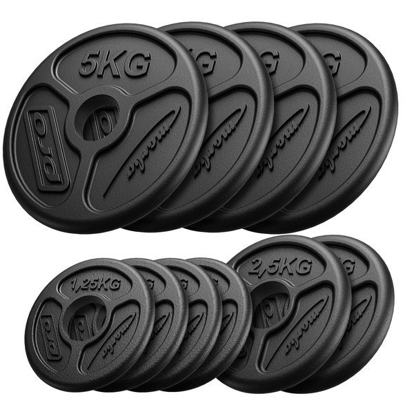 Olympia set de greutăți din fontă cu plăci de greutăți cu găuri ø50/51 mm | Set 30 kg / 4 x 5 kg + 2 x 2,5 kg + 4 x 1,25 kg - Marbo Sport