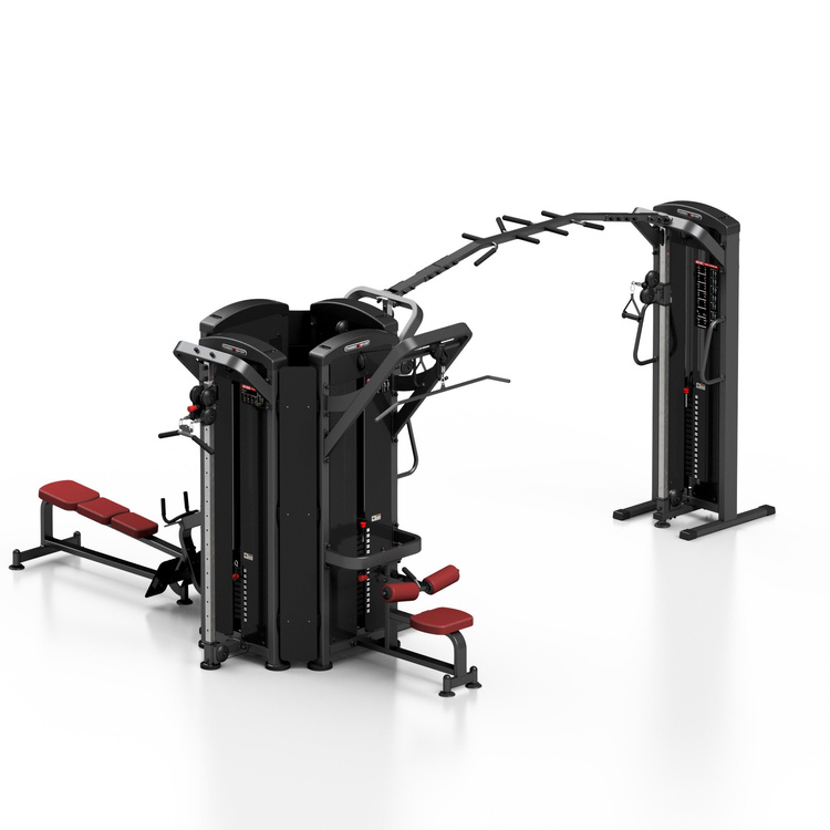 Turn cu 6 stații (canotaj / tragere întindere plat / trunchiuri / 2 x tragere pe cablu cu înălțime reglabilă + cățărători) MP-T002 - Marbo Sport