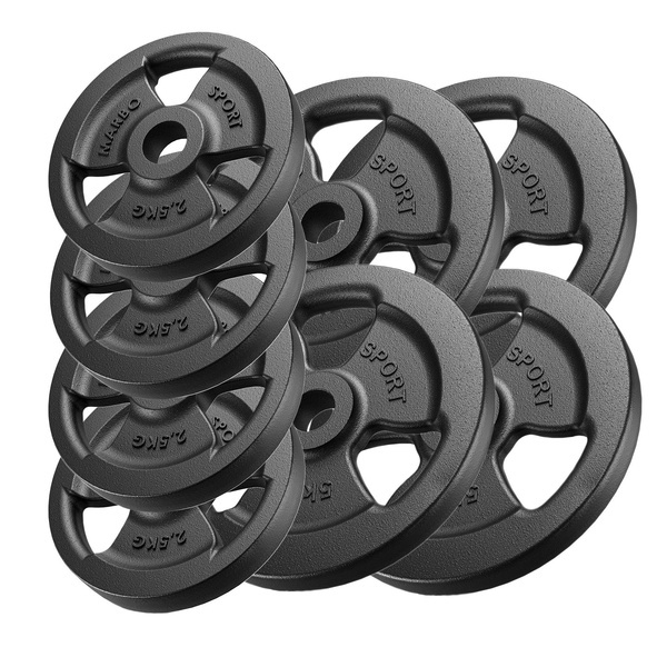 Set de greutăți cu plăci de greutate din fontă Tri-Grip cu gaură ø31 mm | set 30 kg / 4 x 5 kg + 4 x 2,5 kg - Marbo Sport