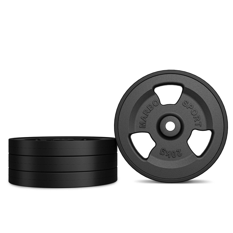 Greutăti din font cauciucată Tri-Grip 20 kg cu gaură ø31 mm - Marbo Sport