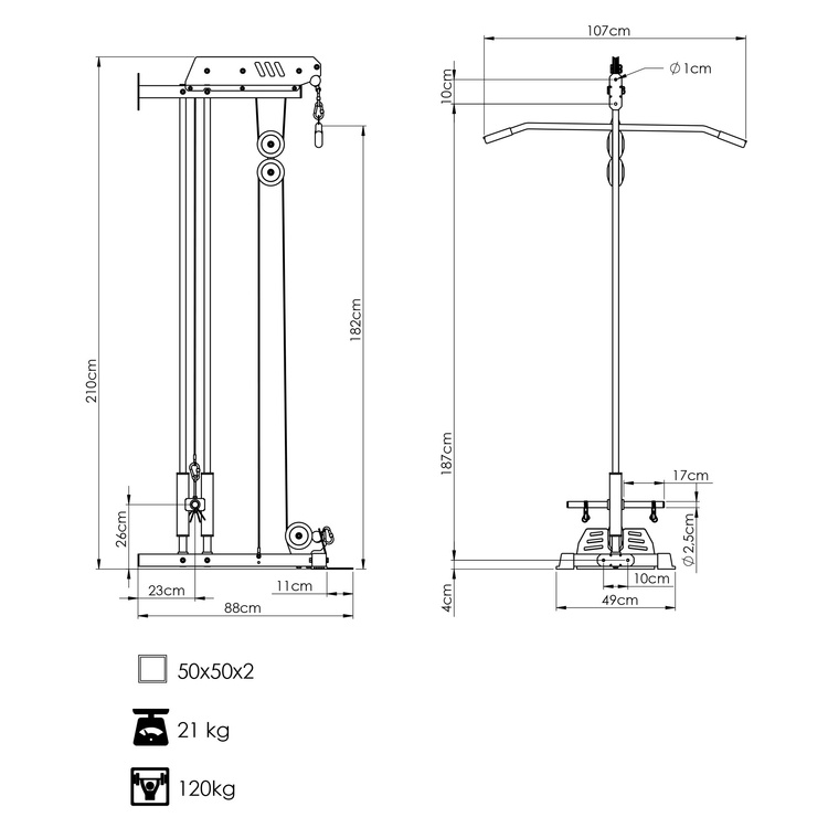 Aparat de tracțiune montat pe perete cu două ghidaje MS-W103 2.0 – Marbo Sport