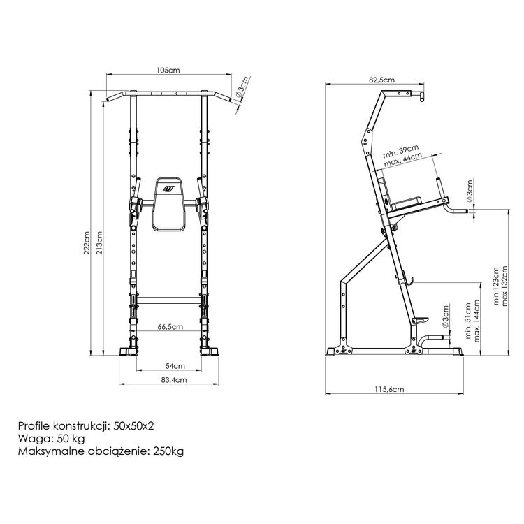 Bară staționară cu bară de tracțiuni MS-U110 2.0 - Marbo Sport