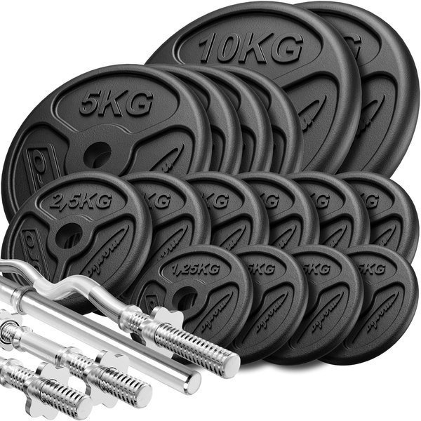 Set de haltere și placă de greutate întărită 83 kg - Marbo Sport