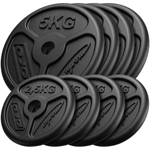 Set de greutăți Slim din fontă cu plăci de greutăți cu gaură ø31 mm | Set 30 kg / 4 x 5 kg + 4 x 2,5 kg - Marbo Sport