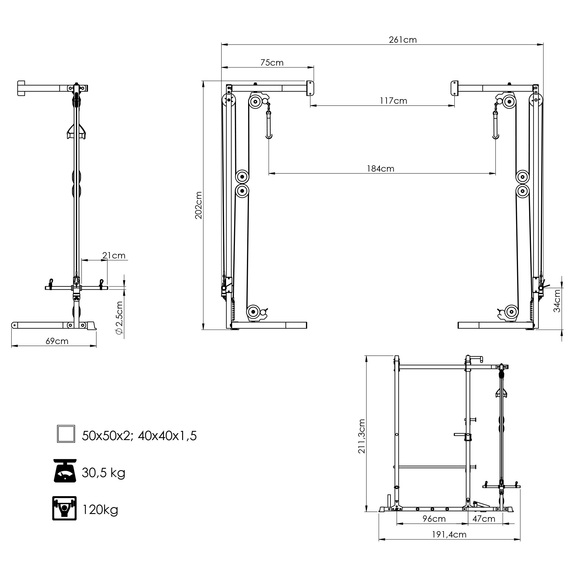 Scripete pentru cușcă rack MS-W108 2.0 – Marbo Sport