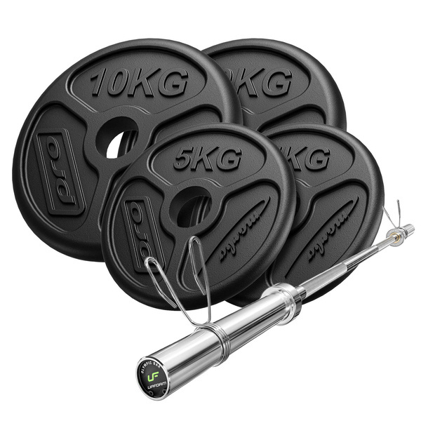 Set 45kg | Bară de haltere olimpică 180 cm + plăci de greutate 2x10kg, 2x5kg - Marbo Sport