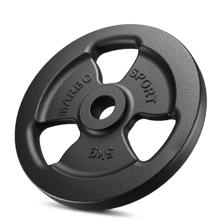 Set de greutăți cu plăci de greutate din fontă Tri-Grip cu gaură ø31 mm | set 29 kg / 2 x 5 kg + 6 x 2,5 kg + 4 x 1 kg - Marbo Sport