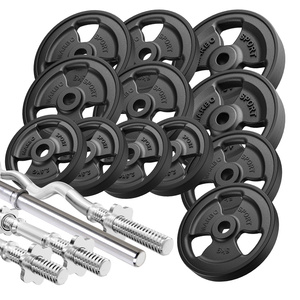 Set de bare și plăci de greutăți Tri-Grip cauciucate 83 kg - Marbo Sport