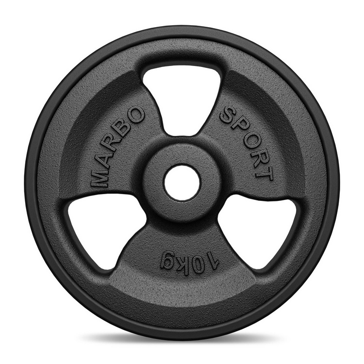 Greutăti din font cauciucată Tri-Grip 10 kg cu gaură ø31 mm - Marbo Sport