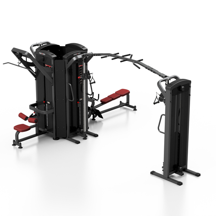 Turn cu 6 stații (canotaj / tragere întindere plat / trunchiuri / 2 x tragere pe cablu cu înălțime reglabilă + cățărători) MP-T002 - Marbo Sport