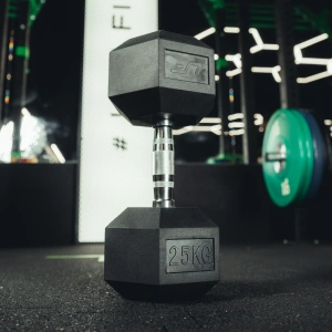 Ganteră HEX din fontă cu acoperire din cauciuc 25 kg - UpForm