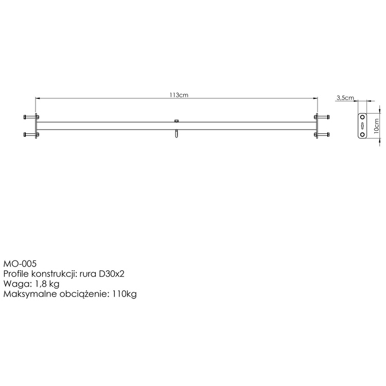 OUTDOOR- bară de tracțiune dreaptă cu suport pentru sac de box MO-005 - Marbo Sport