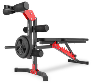 Set MH25_132KG_KIER | bancă de greutate reglabilă + suport de greutate MH-S201 + antrenor de picior + lat pull-down + bancă Scott + bare de greutate / plăci de greutate set 83 kg - Marbo Sport