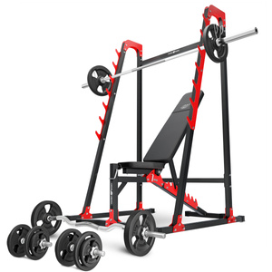 Set MH24_126KG_KIER | bancă de greutate reglabilă + suport de haltere MH-S204 + set de bare de greutate / plăci de greutate 83 kg- Marbo Sport