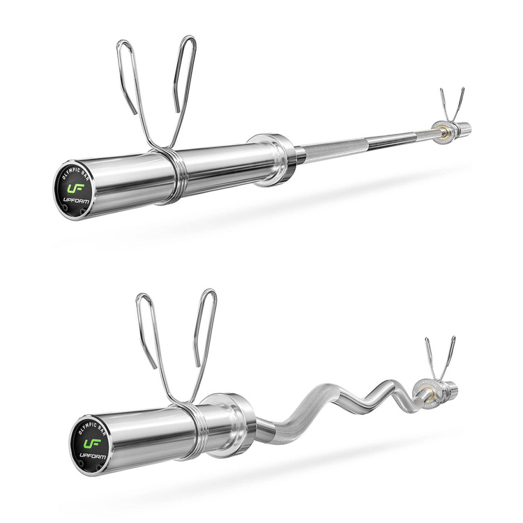 Set 55kg | bară olimpică 180 cm + bară de curbură SZ ușor curbată 120 cm + plăci de greutate 4x5kg, 2x2.5kg, 4x1.25kg - Marbo Sport