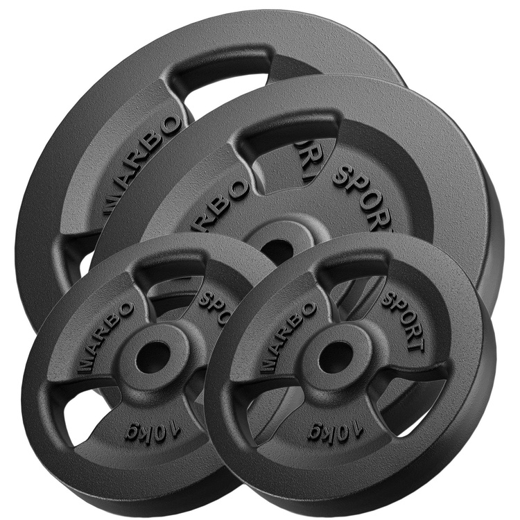 Set de greutăți cu plăci de greutate din fontă Tri-Grip cu gaură ø31 mm | set 30 kg / 4 x 5 kg + 4 x 2,5 kg - Marbo Sport