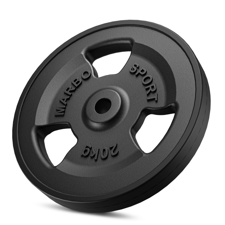 Greutăti din font cauciucată Tri-Grip 20 kg cu gaură ø31 mm - Marbo Sport