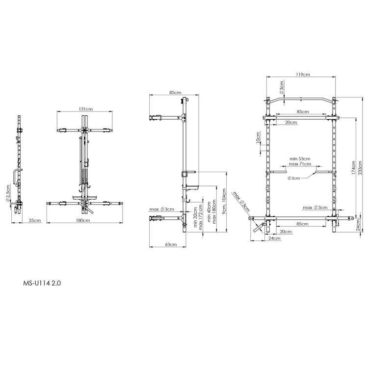 Cușcă de antrenament pliabilă MS-U114 2.0 - Marbo Sport