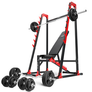 Set MH24_156KG_KIER 2.0 | bancă cu greutăți reglabilă + suport pentru haltere MH-S204 + set de bare de haltere / plăci de greutate 113 kg - Marbo Sport