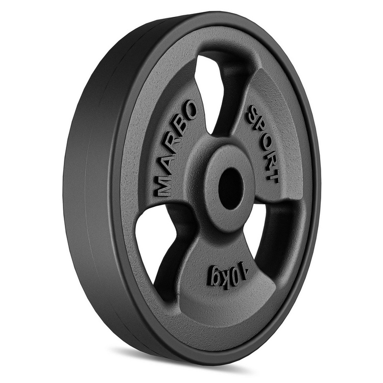 Greutăti din font cauciucată Tri-Grip 10 kg cu gaură ø31 mm - Marbo Sport