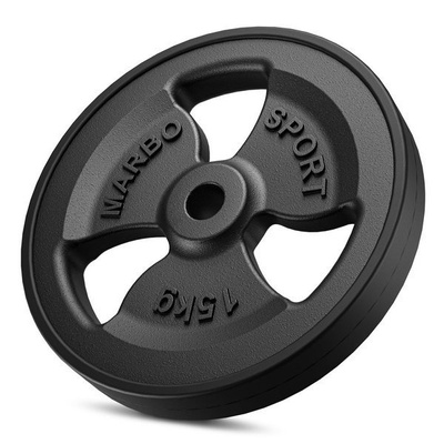 Greutăti din font cauciucată Tri-Grip 15 kg cu gaură ø31 mm - Marbo Sport