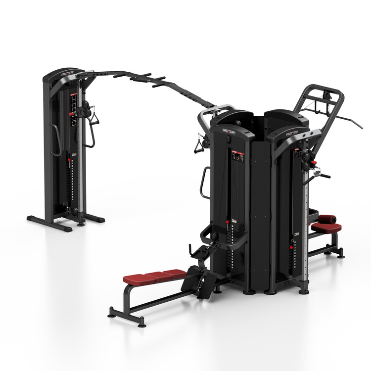 Turn cu 6 stații (canotaj / tragere întindere plat / trunchiuri / 2 x tragere pe cablu cu înălțime reglabilă + cățărători) MP-T002 - Marbo Sport