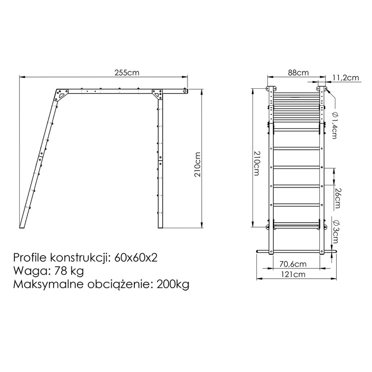 Scară de gimnastică exterioară PREMIUM MO-016 - Marbo Sport