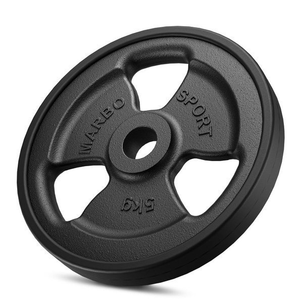 Greutăti din font cauciucată Tri-Grip 5 kg cu gaură ø31 mm - Marbo Sport