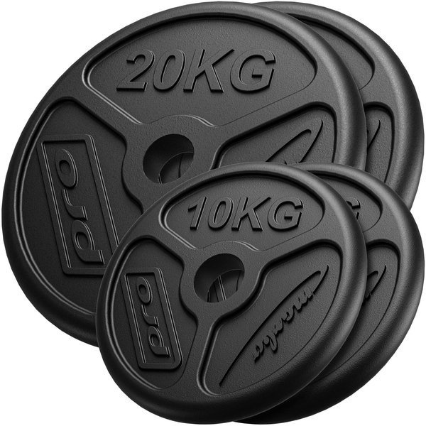 Olympia set de greutăți cu placă de greutate din fontă cu gaură ø51 mm | Set Set 60 kg / 2 x 20 kg + 2 x 10 kg - Marbo Sport