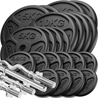 Set întărit de haltere și plăci de greutate 173 kg - Marbo Sport