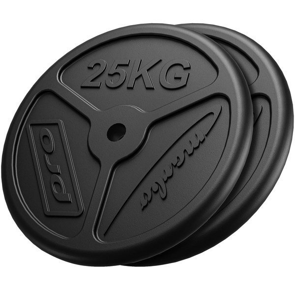 Set de greutăți Slim din fontă cu plăci de greutăți cu gaură ø31 mm | set 50 kg / 2 x 25 kg - Marbo Sport