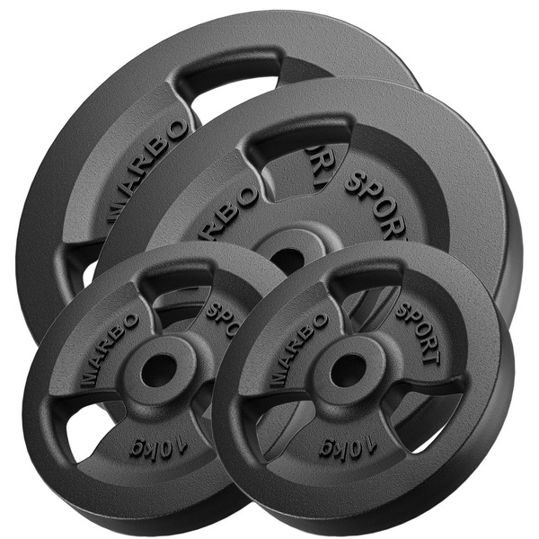 Set de greutăți cu plăci de greutate din fontă Tri-Grip cu gaură ø31 mm | set 30 kg / 4 x 5 kg + 4 x 2,5 kg - Marbo Sport